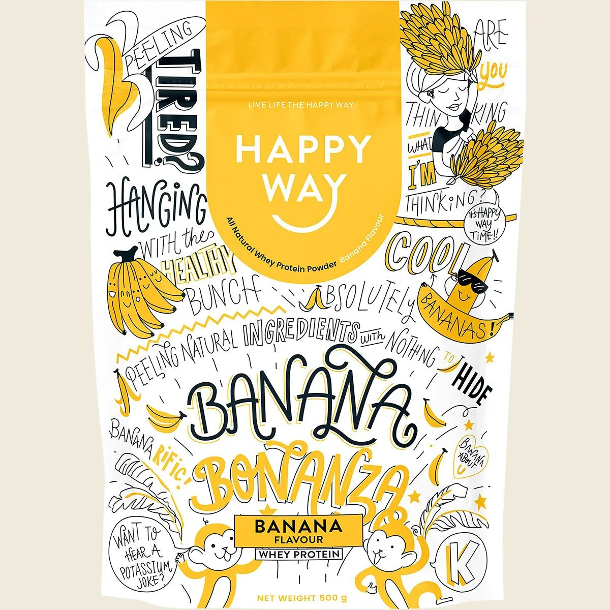 Happy Way Whey Protein Powder - Banana - 500g
