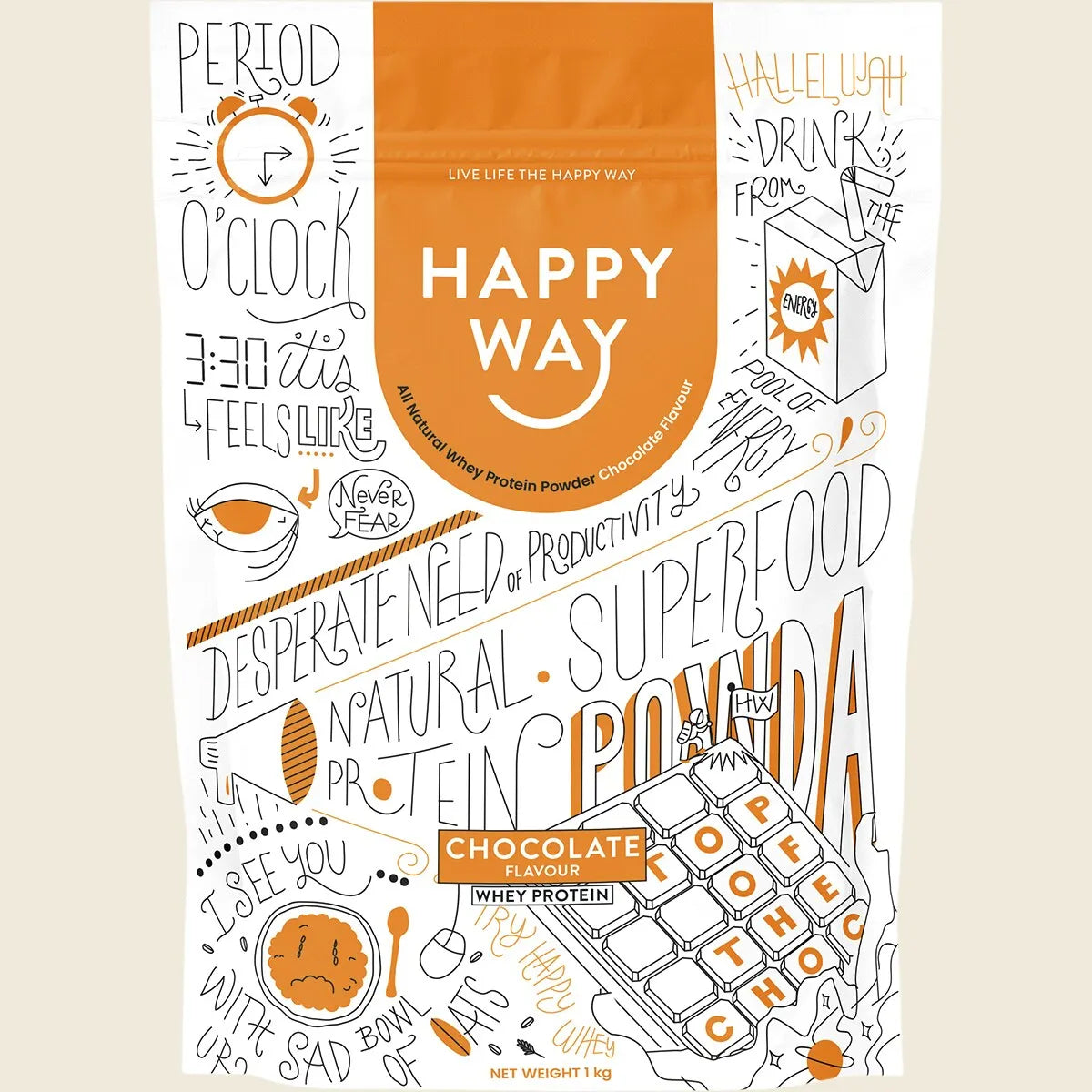 Happy Way Whey Protein Powder - Chocolate - 1kg