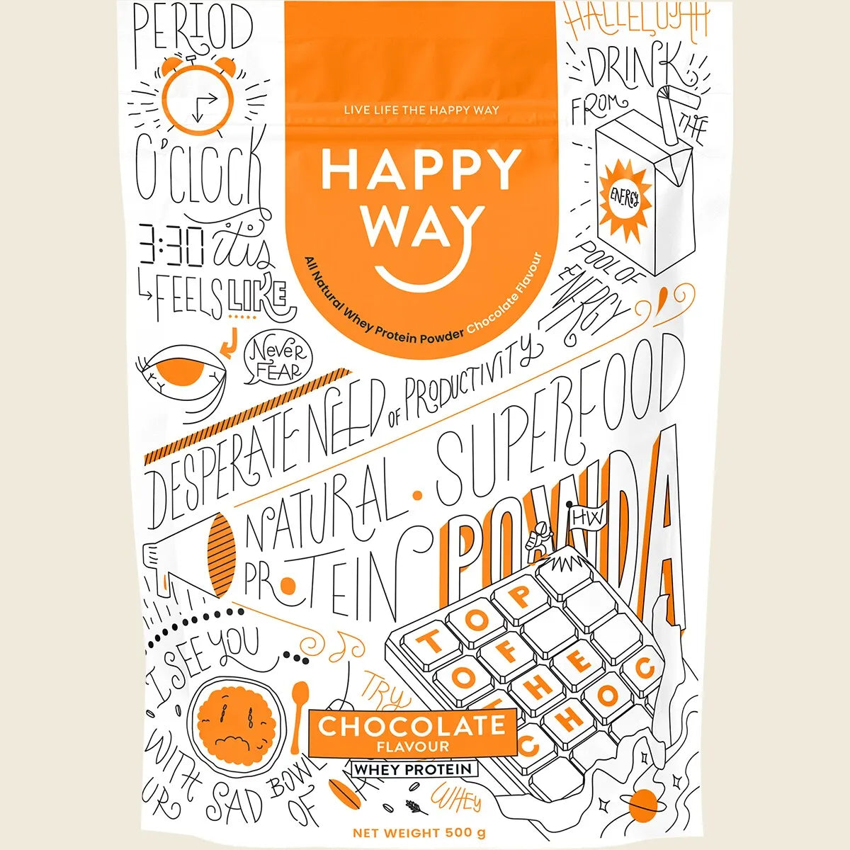 Happy Way Whey Protein Powder - Chocolate - 500g