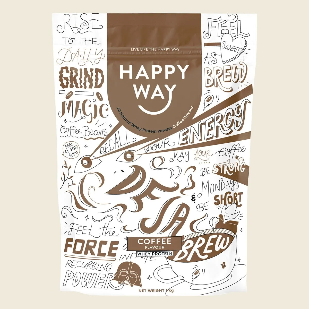 Happy Way Whey Protein Powder - Coffee - 1kg
