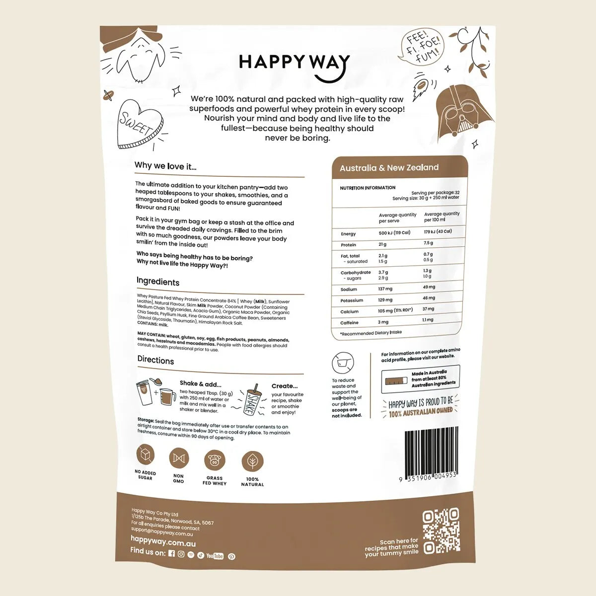 Happy Way Whey Protein Powder - Coffee - 1kg