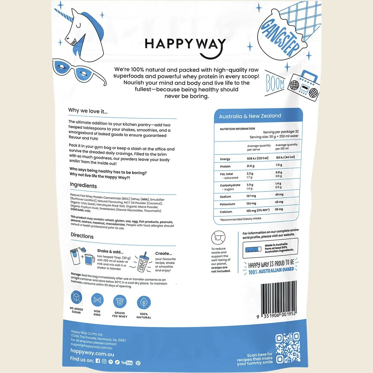 Happy Way Whey Protein Powder -  Vanilla - 1kg