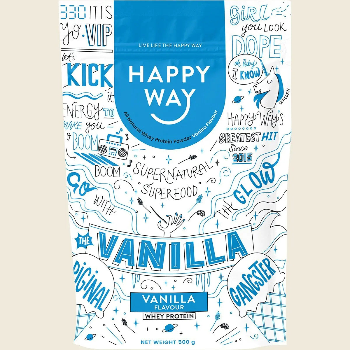 Happy Way Whey Protein Powder - Vanilla - 500g