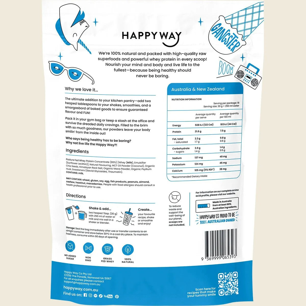 Happy Way Whey Protein Powder - Vanilla - 500g