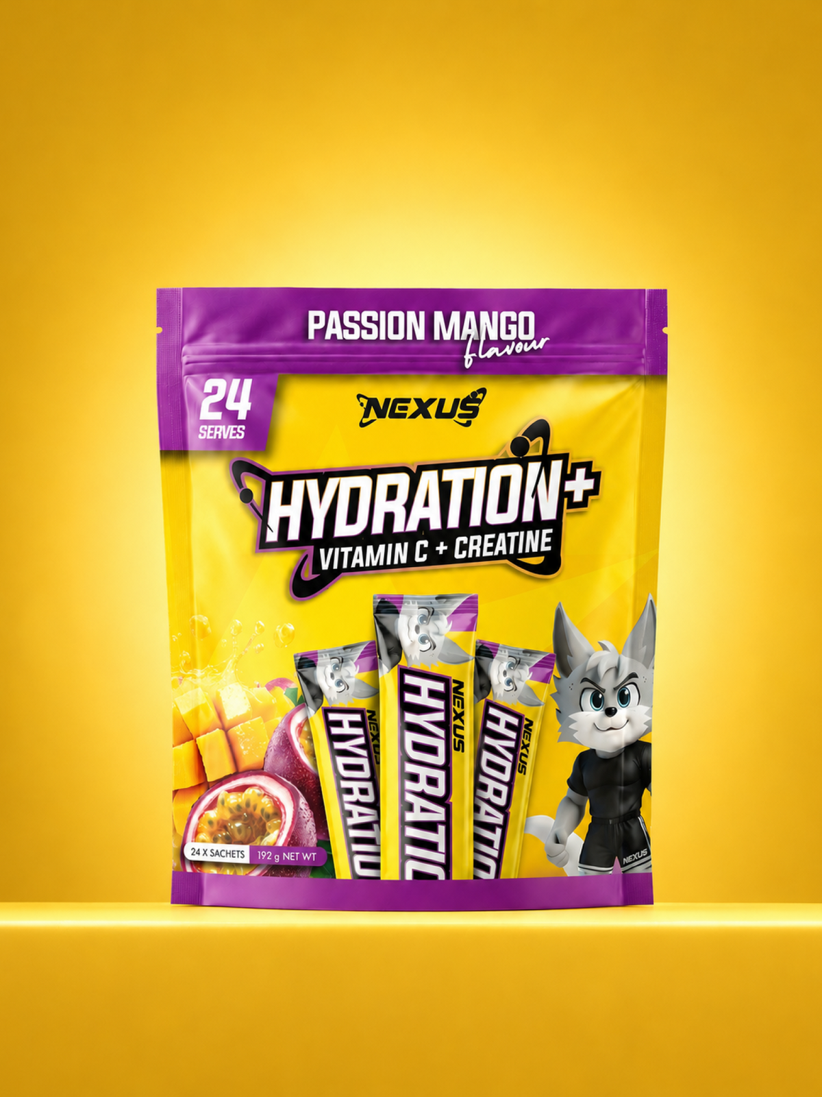 Nexus Hydration+ Electrolyte & Creatine - 24 x Sachets (192g) - Passion Mango