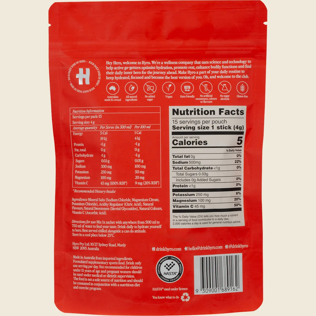 Hyro Electrolyte Sachets - Tropical - 15 x 4g