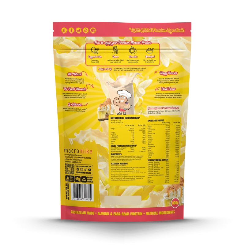 Macro Mike Almond Protein - Banana Cream Pie - 800g