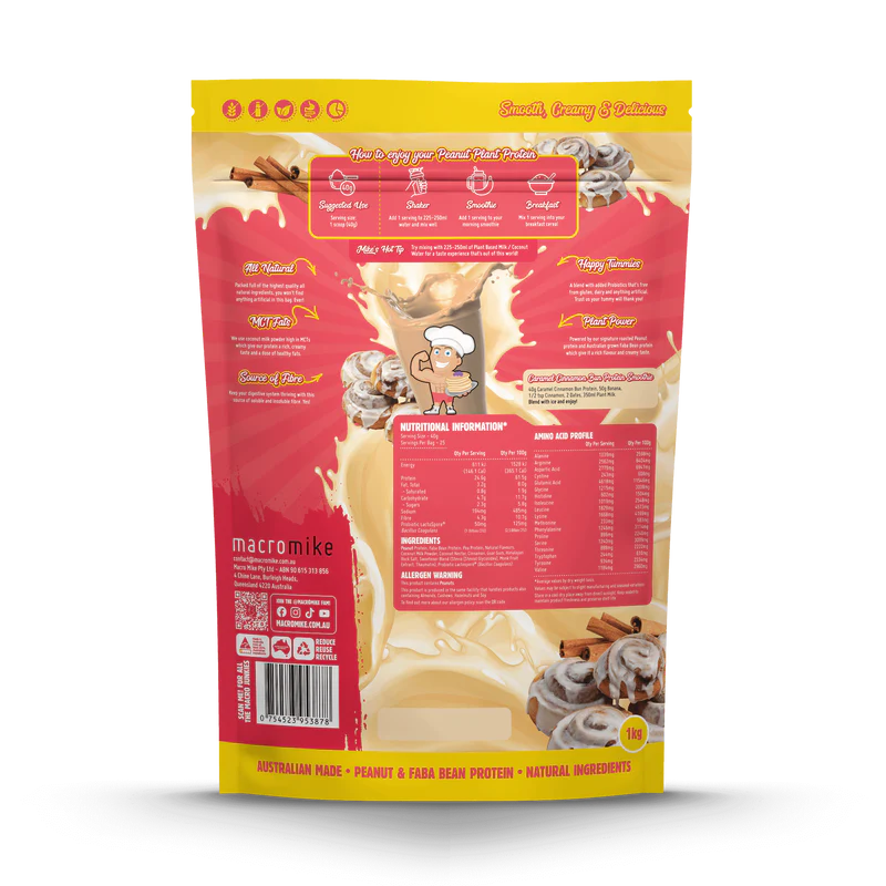 Macro Mike Peanut Plant Protein - Caramel Cinnamon Bun - 1kg