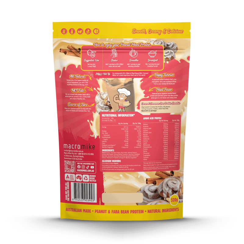 Macro Mike Peanut Plant Protein - Caramel Cinnamon Bun - 520g