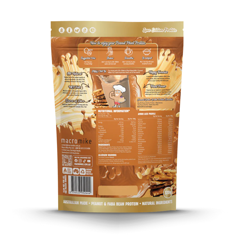 Macro Mike Peanut Plant Protein - Peanut Butter Brittle - 520g