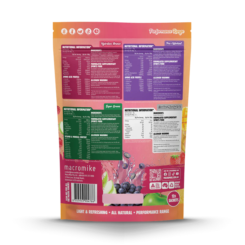 Macro Mike Plant Based Peformance Range - Sample Pack - 12 x 5g/10g