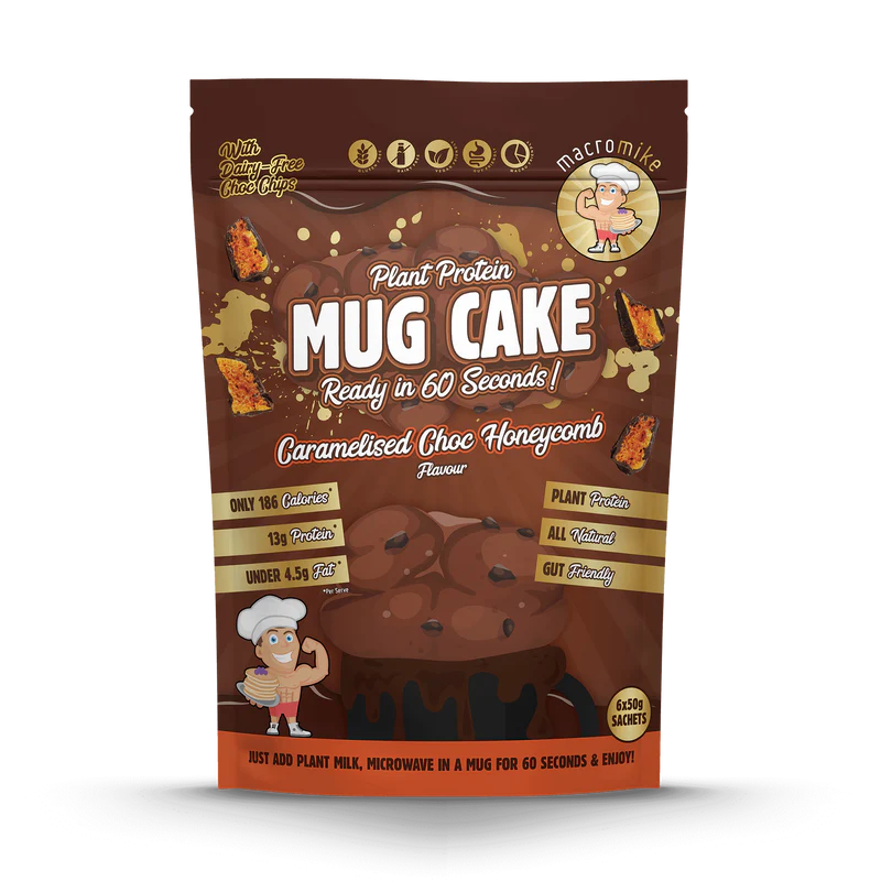 Macro Mike Plant Protein Mug Cake - Caramelised Choc Honeycomb - 6 x 50g