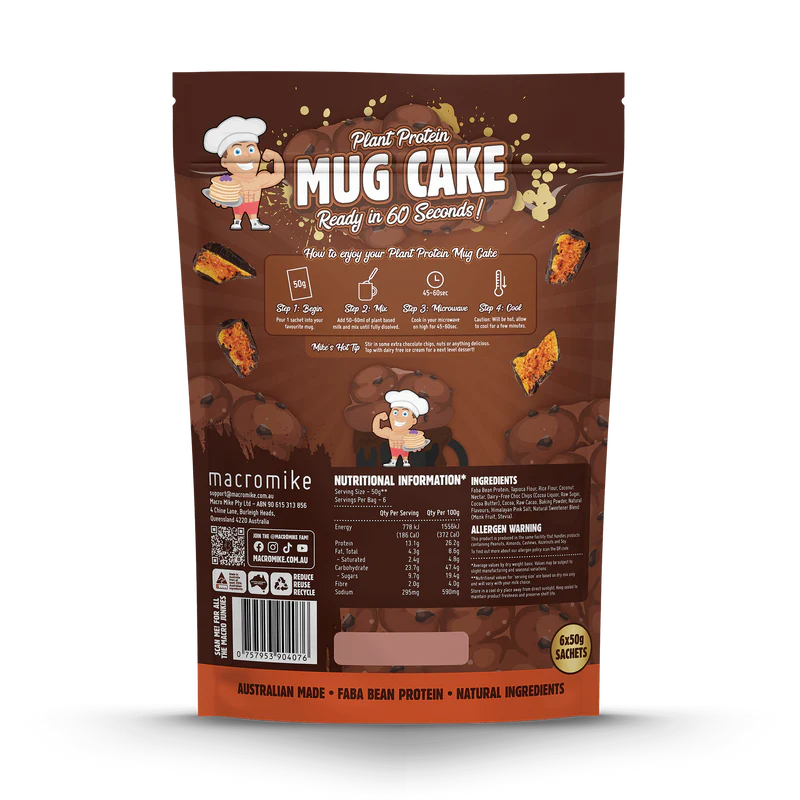 Macro Mike Plant Protein Mug Cake - Caramelised Choc Honeycomb - 6 x 50g