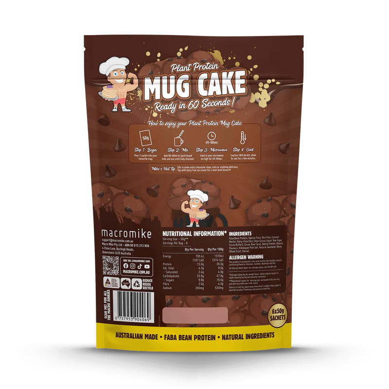 Macro Mike Plant Protein Mug Cake - Double Choc Fudge - 6 x 50g