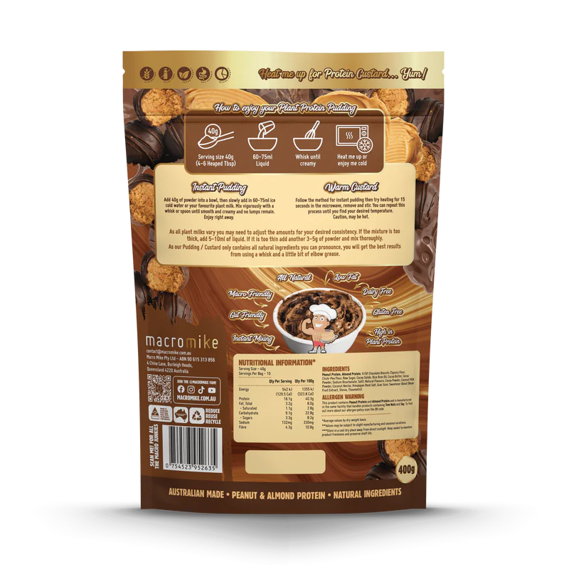 Macro Mike Plant Protein Pudding - Chocolate Peanut Butter Truffle - 400g