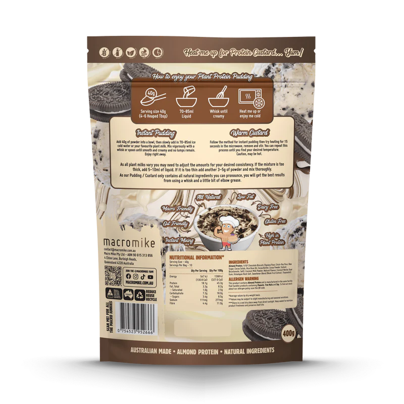 Macro Mike Plant Protein Pudding - Cookies and Cream - 400g