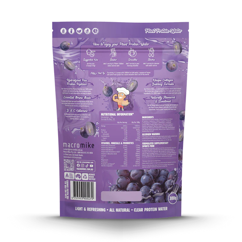 Macro Mike Plant Protein Water - Juicy Grape - 300g