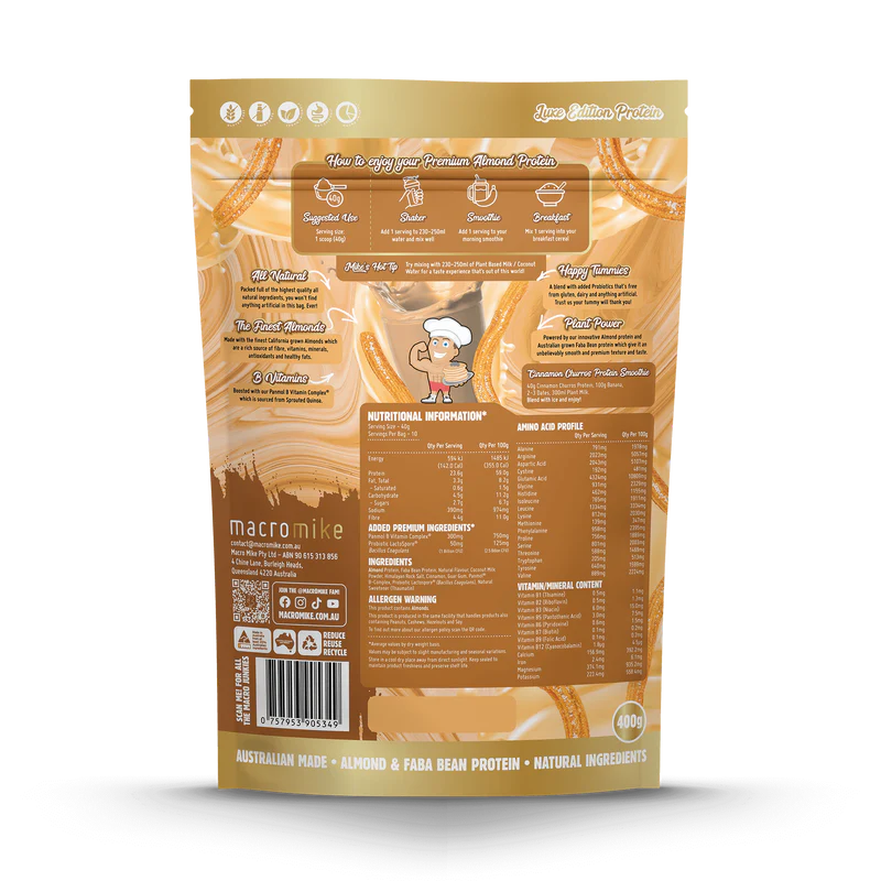 Macro Mike Premium Almond Protein - Cinnamon Churros - 400g