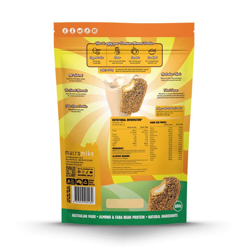 Macro Mike Premium Almond Protein - Golden Gaytime - 800g