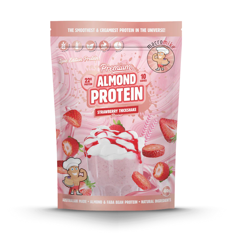 Macro Mike Premium Almond Protein - Strawberry Thick Shake - 400g