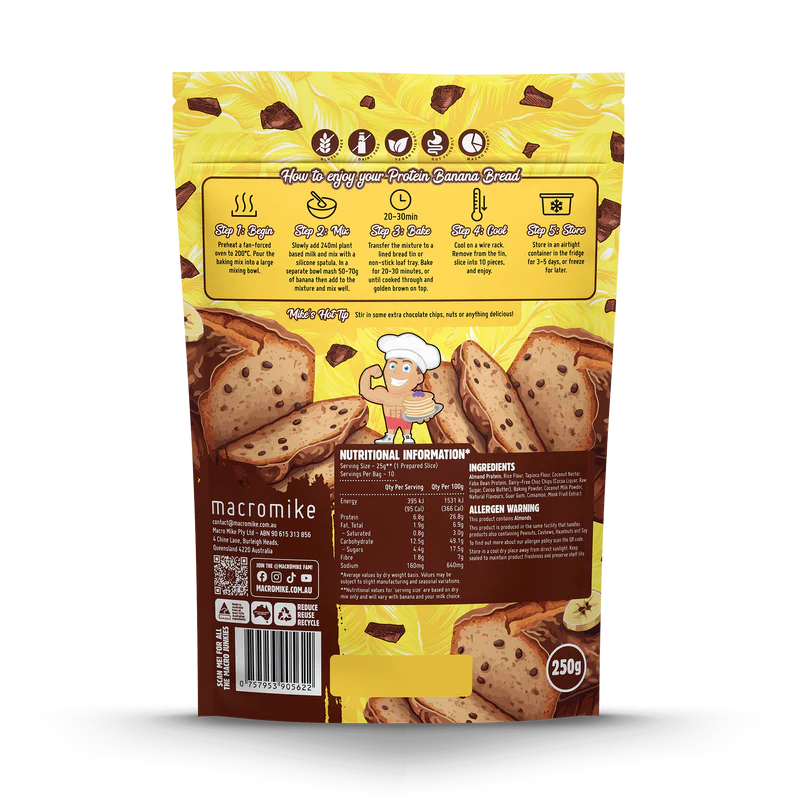 Macro Mike Protein Banana Bread Baking Mix - Chocolate Chip - 250g