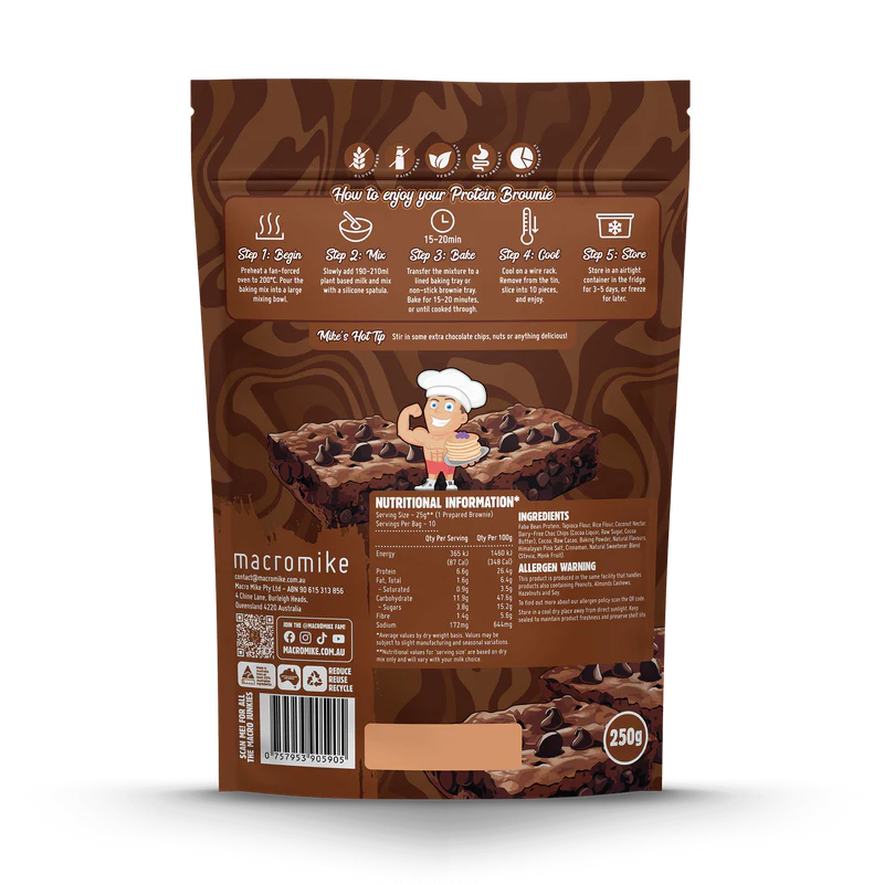 Macro Mike Protein Brownie Baking Mix - Double Choc Chip - 250g