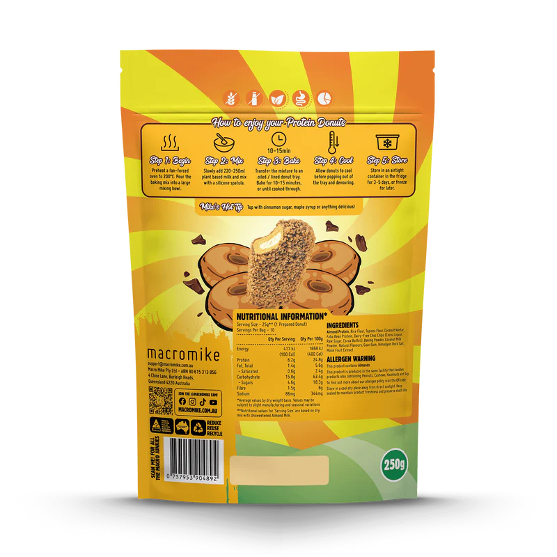 Macro Mike Protein Donut Baking Mix - Golden Gaytime Choc Chip - 250g