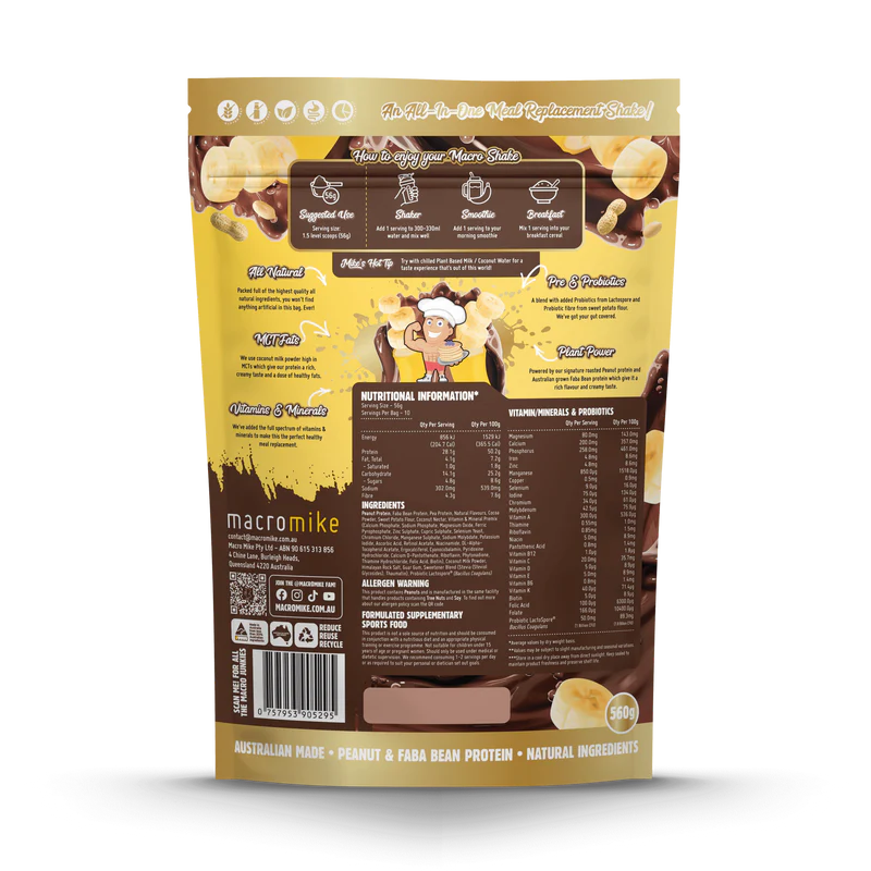 Macro Mike The Macro Shake Meal Replacement - PB Chocolate Banana - 560g