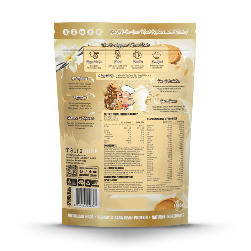 Macro Mike The Macro Shake Meal Replacement - PB Vanilla Ice Cream - 560g