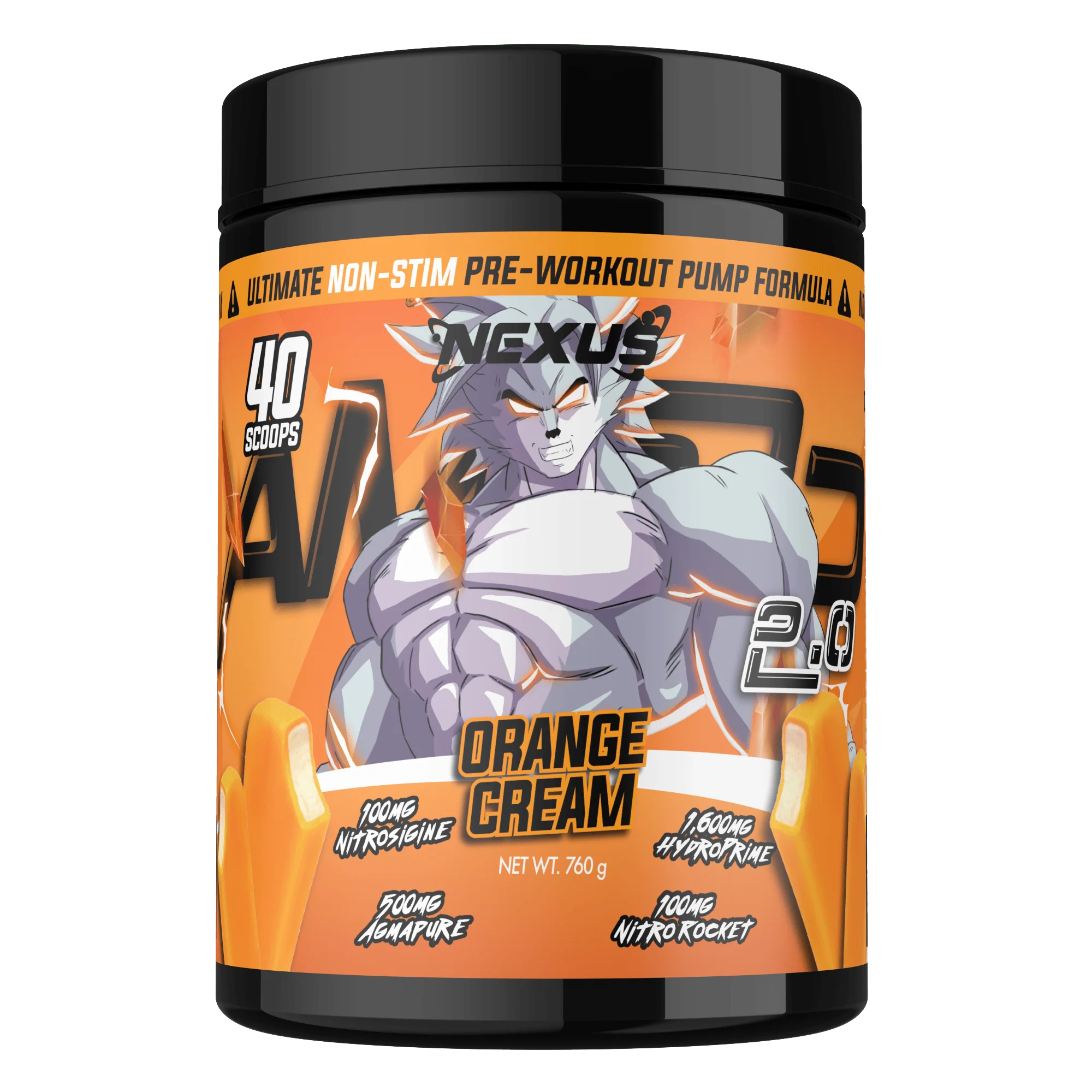 Nexus AMP3D 2.0 Non-Stim Pre-Workout - 760g (40 Serves) - Orange Cream
