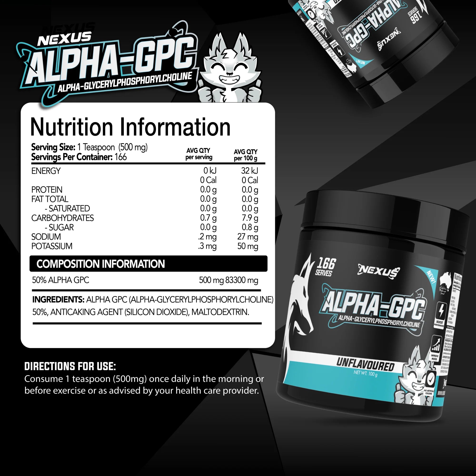Nexus Alpha-GPC - 100g (166 Serves) - Unflavoured
