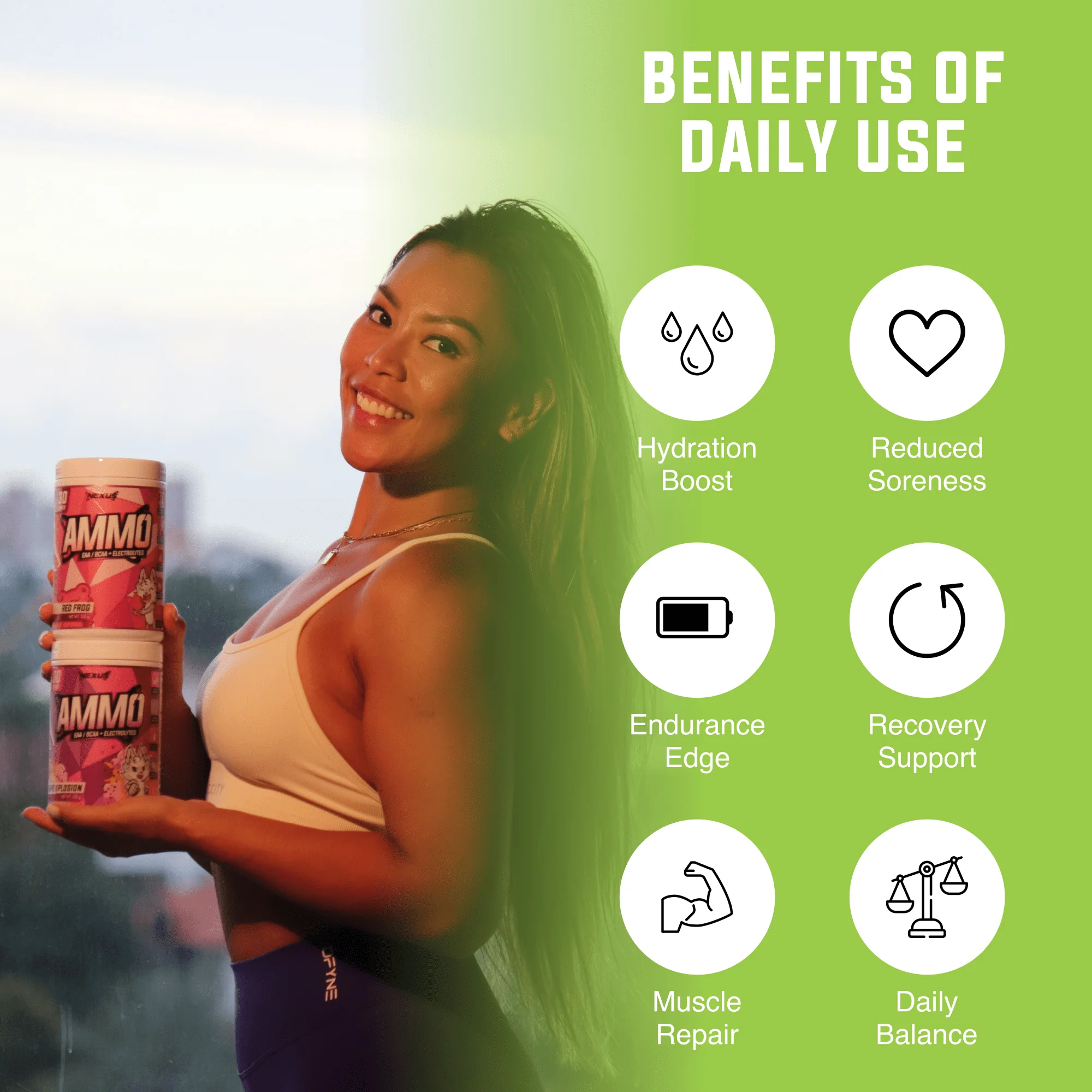 Nexus Ammo EAA / BCAA & Electrolytes - 330g (30 Serves) - Kiwi Strawberry