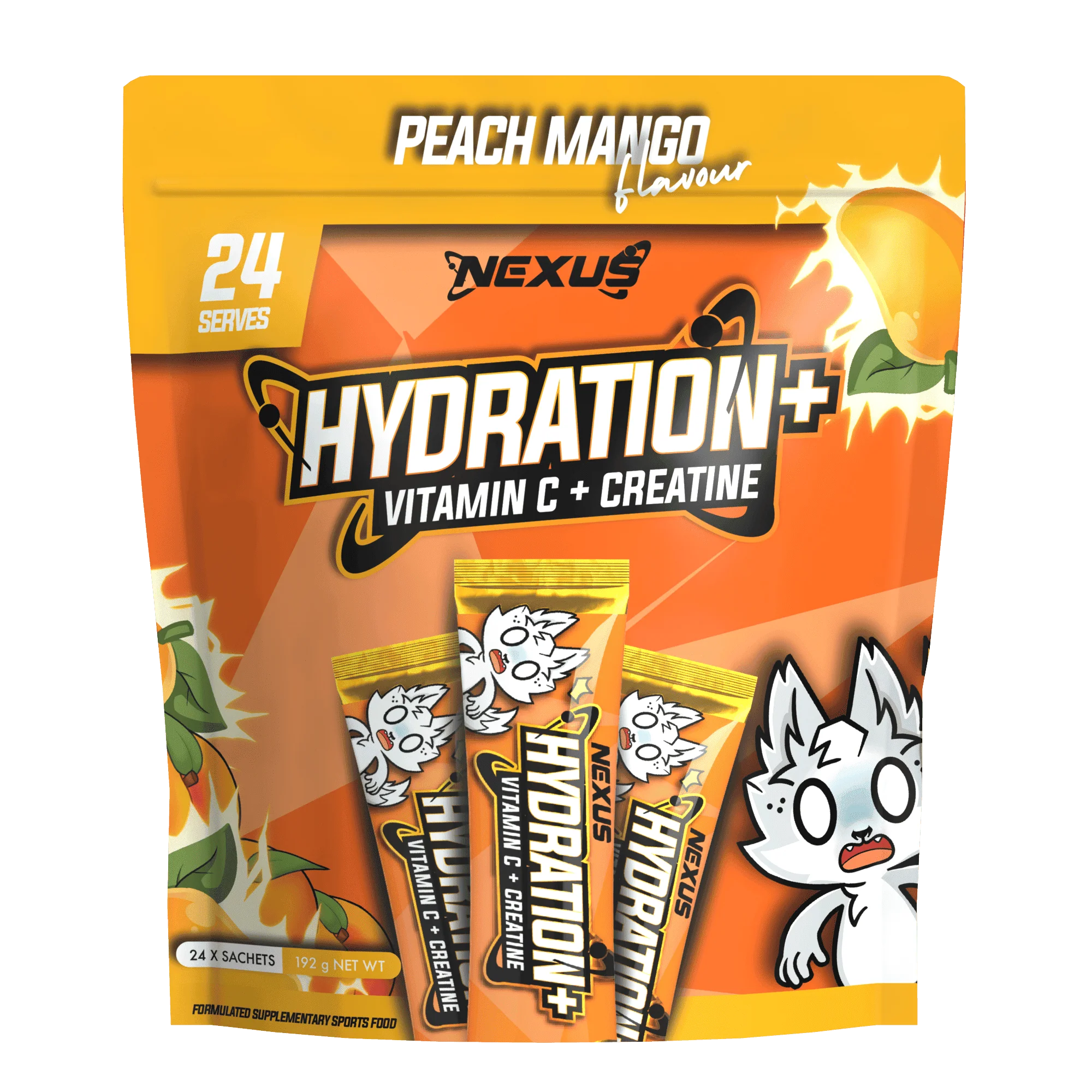 Nexus Hydration+ Electrolyte & Creatine - 24 x Sachets (192g) - Peach Mango