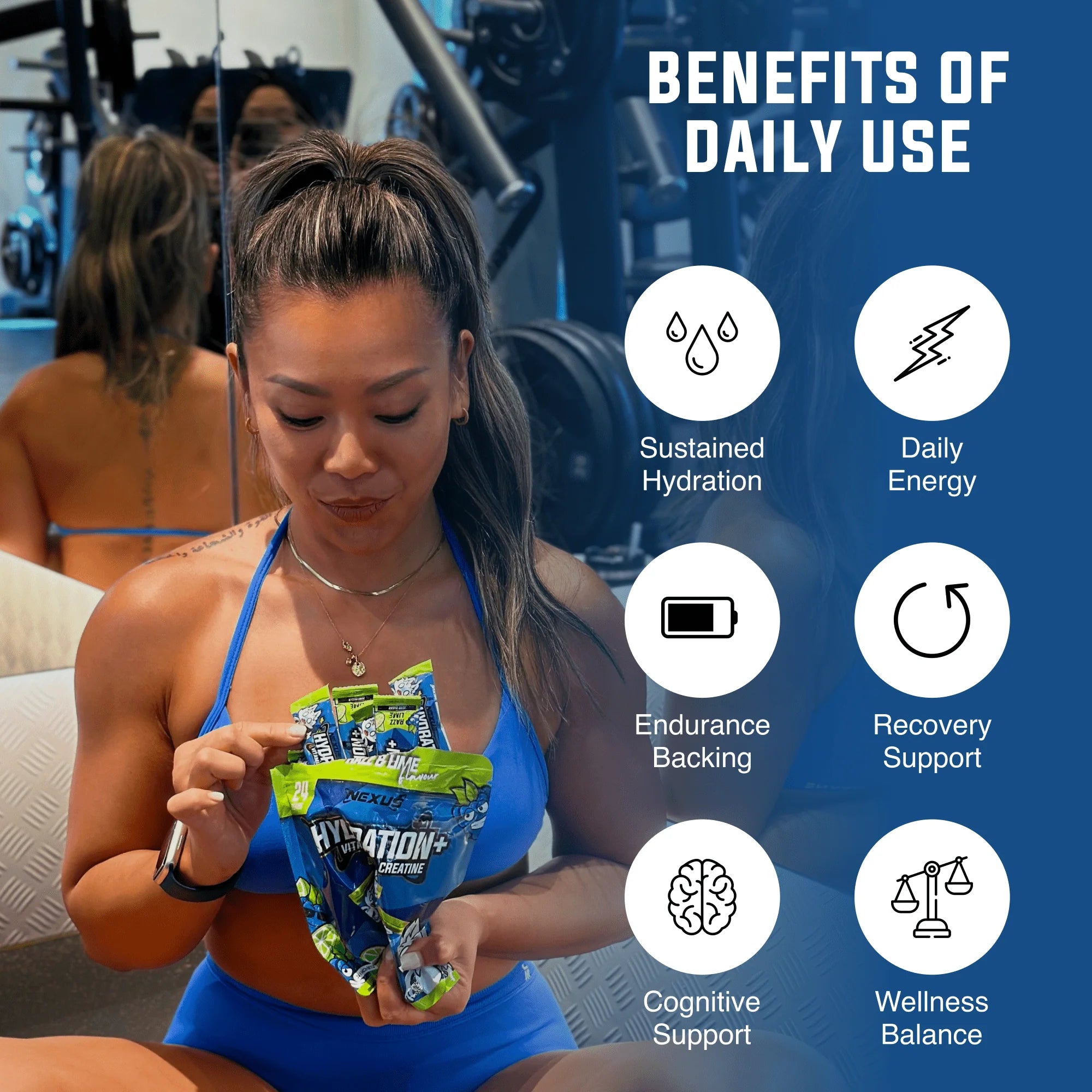 Nexus Hydration+ Electrolyte & Creatine - 24 x Sachets (192g) - Razz & Lime