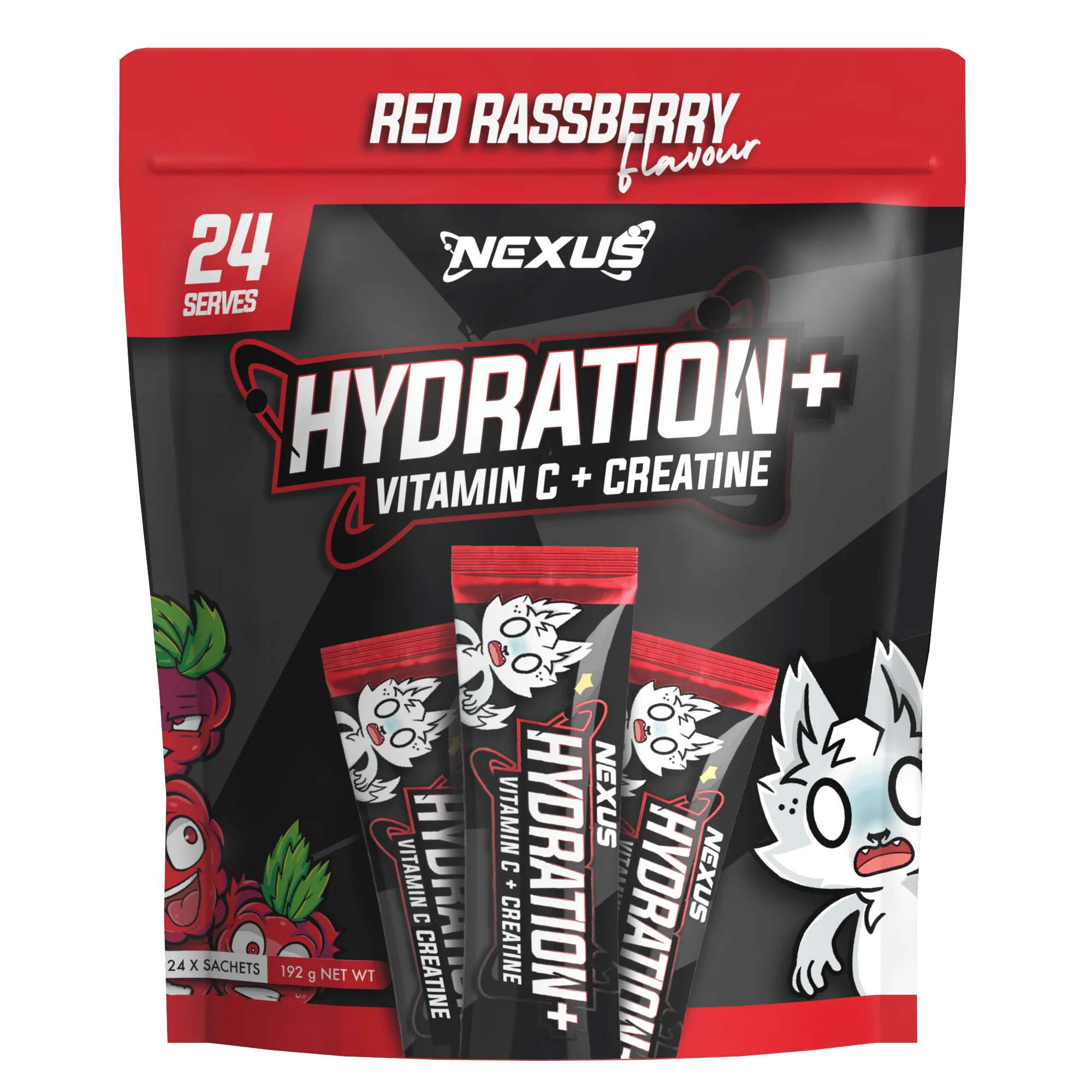 Nexus Hydration+ Electrolyte & Creatine - 24 x Sachets (192g) - Red Rassberry