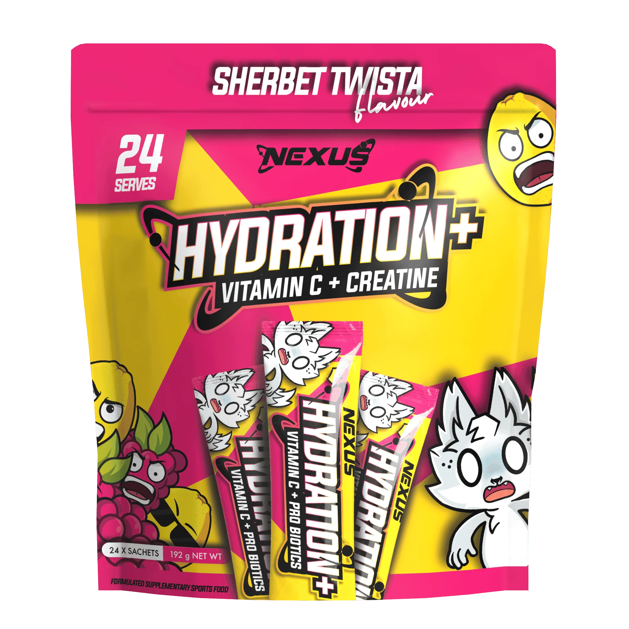 Nexus Hydration+ Electrolyte & Creatine - 24 x Sachets (192g) - Sherbet Twista