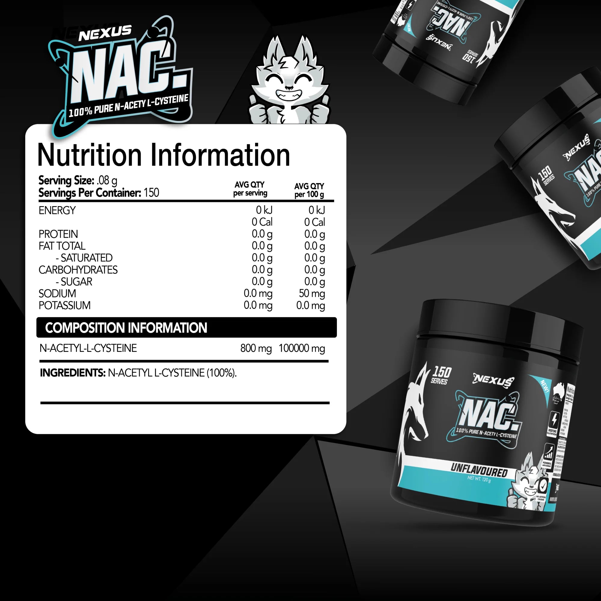 Nexus NAC  - 120g (150 Serves) - Unflavoured