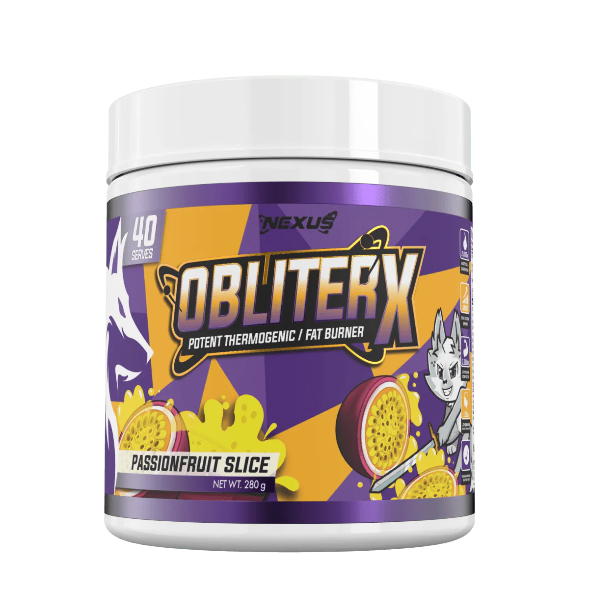 Nexus ObliterX Fat Burner - 280g (40 Serves) - Passionfruit Slice