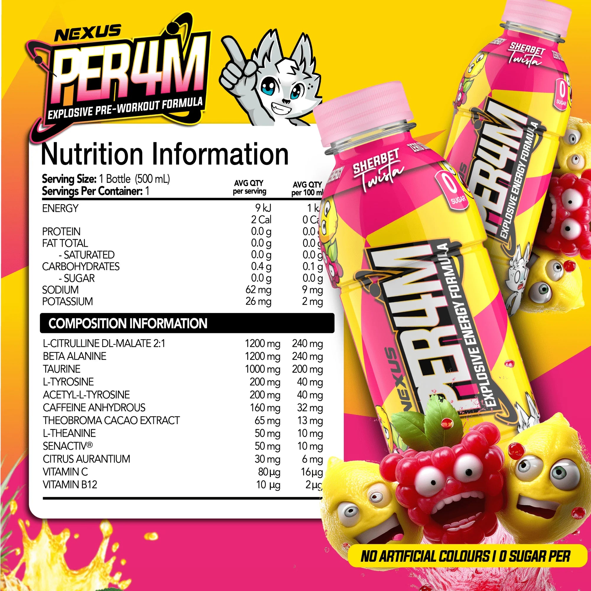 Nexus PER4M Energy Drink RTD - 355ml - Sherbet Twista