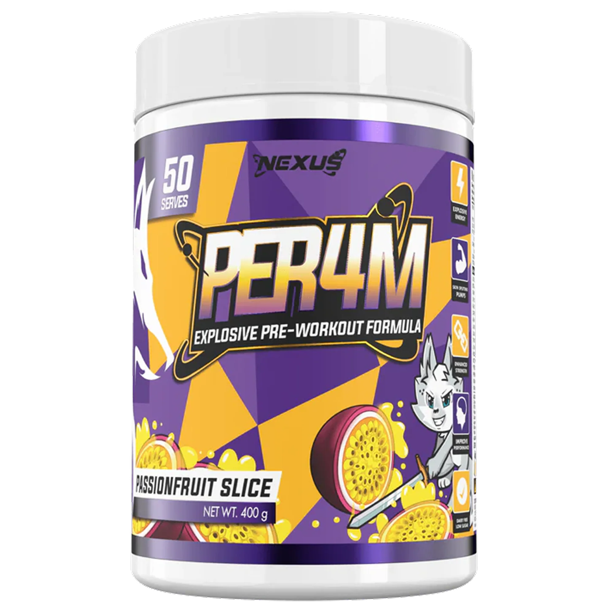 Nexus PER4M Pre-Workout - 400g (50 Serves) - Passionfruit Slice
