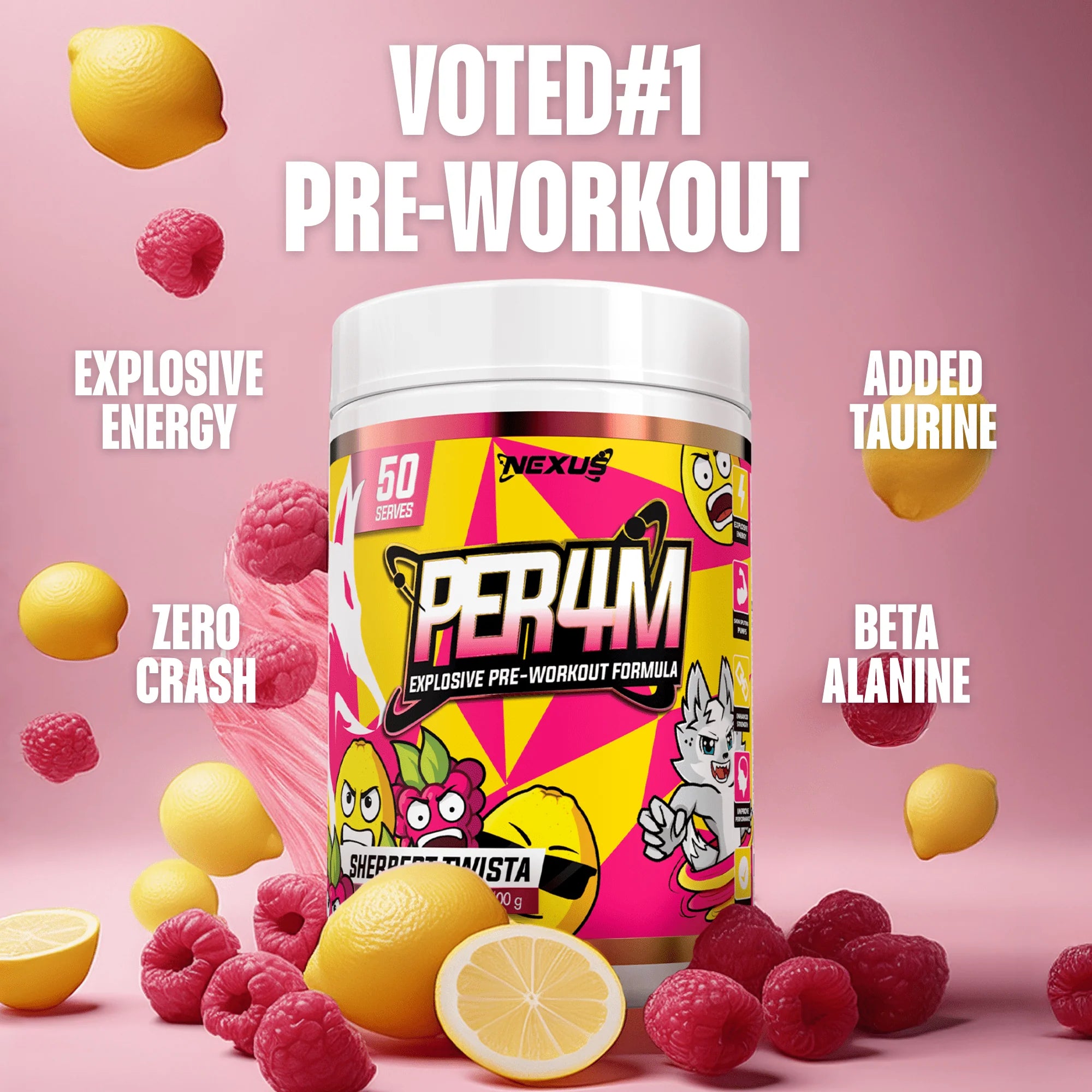 Nexus PER4M Pre-Workout - 400g (50 Serves) - Sherbet Twista