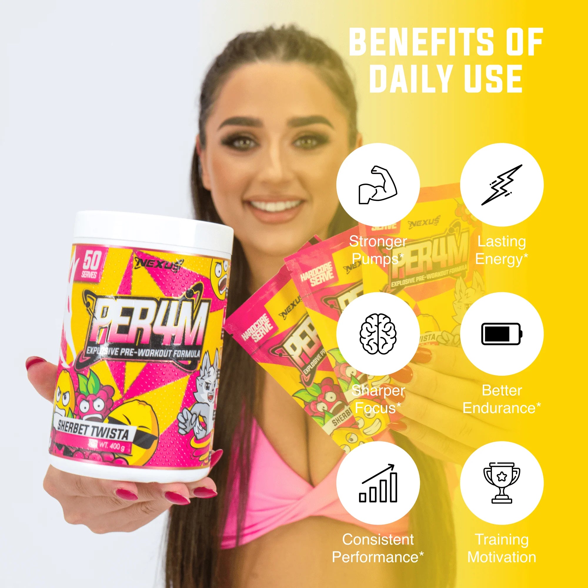 Nexus PER4M Pre-Workout - 400g (50 Serves) - Sherbet Twista