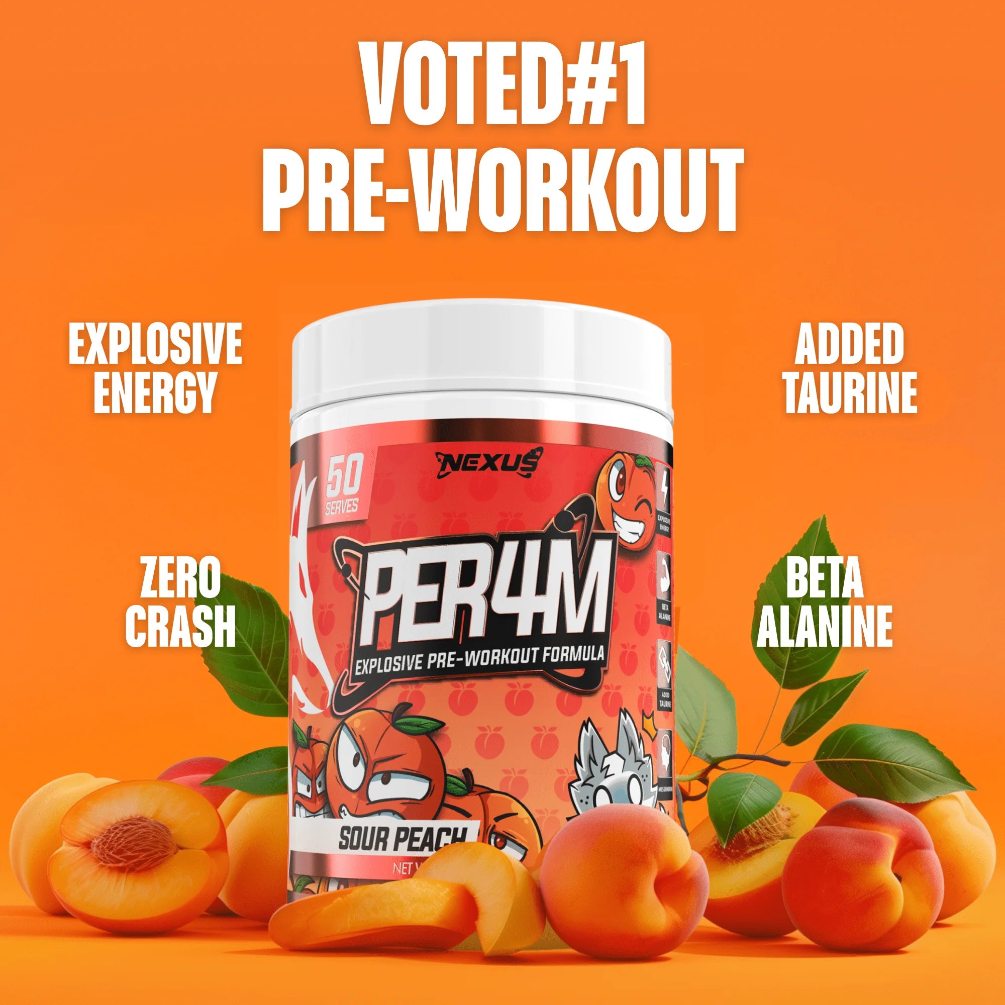 Nexus PER4M Pre-Workout - 400g (50 Serves) - Sour Peach