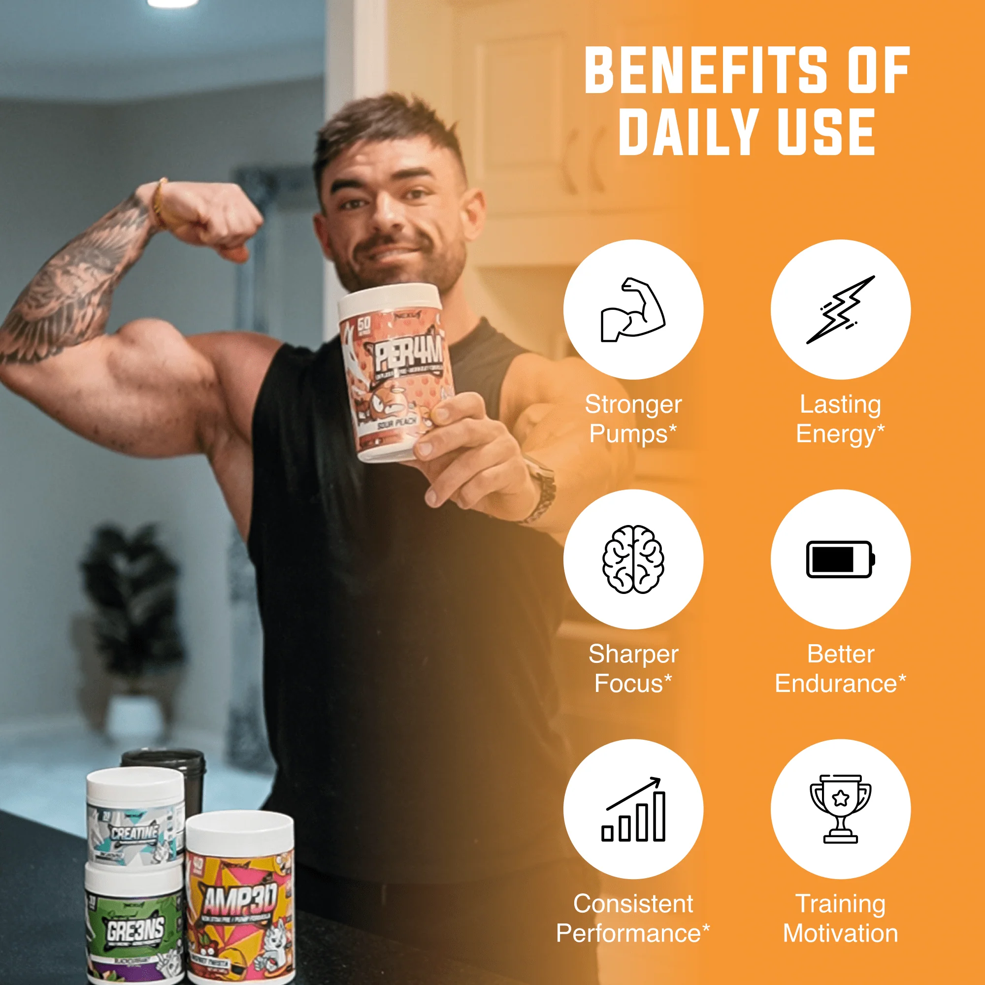 Nexus PER4M Pre-Workout - 400g (50 Serves) - Sour Peach