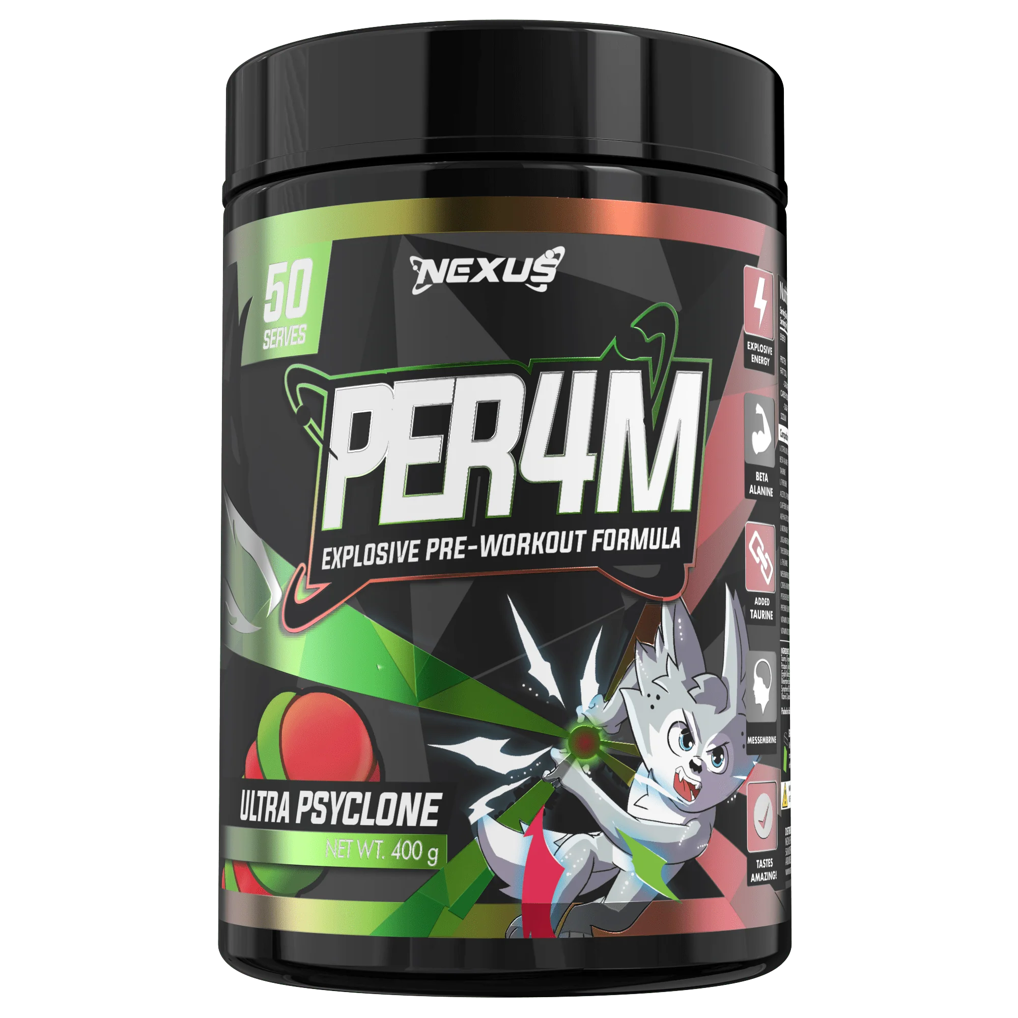 Nexus PER4M Pre-Workout - 400g (50 Serves) - Ultra Psycberry