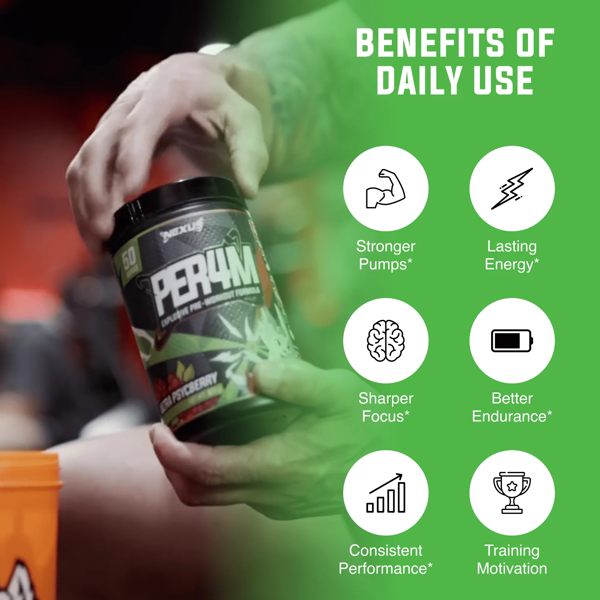 Nexus PER4M Pre-Workout - 400g (50 Serves) - Ultra Psycberry