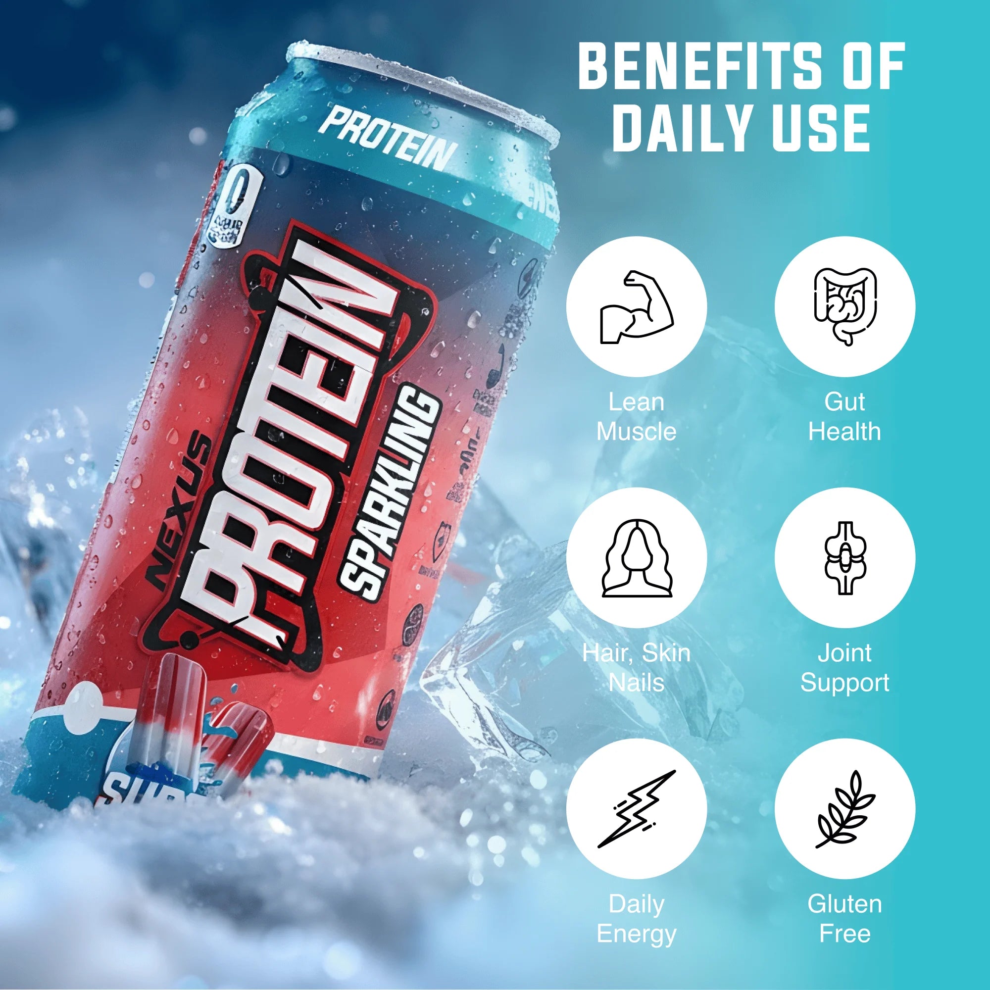 Nexus Protein Sparkling Water RTD Can - 355ml - Super Icy Pop