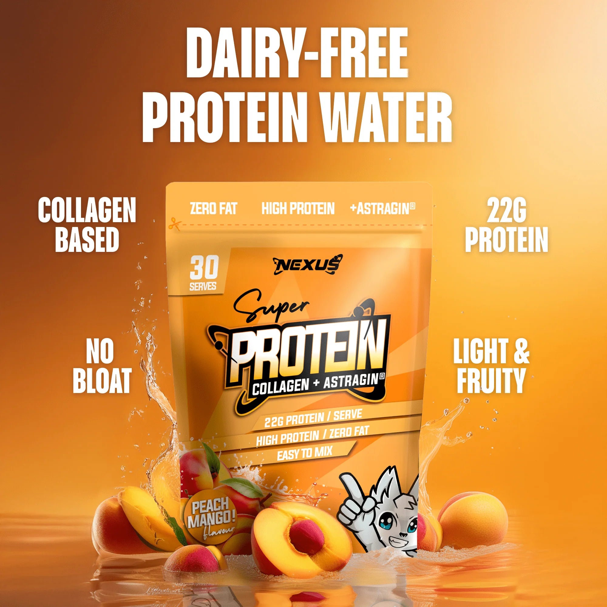 Nexus Super Protein Water - 750g (30 Serves) - Peach Mango