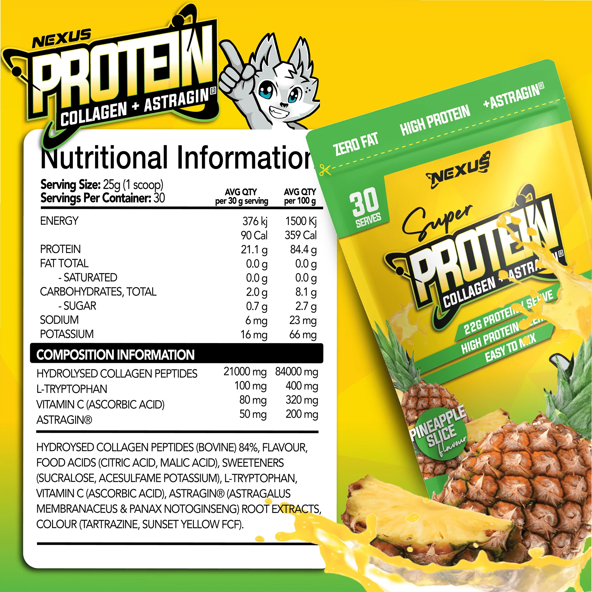 Nexus Super Protein Water - 750g (30 Serves) - Pineapple Slice