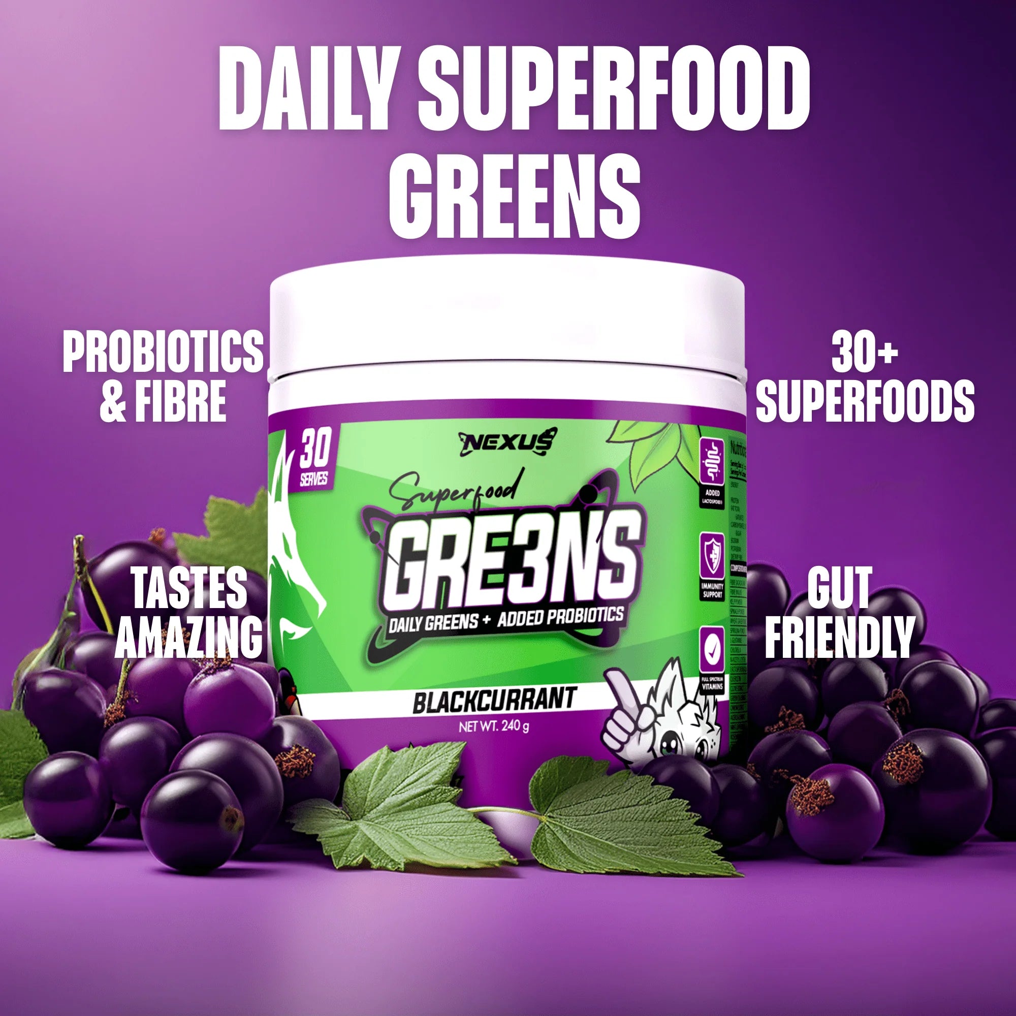 Nexus Superfood Greens - 240g (30 Serves) - Blackcurrant
